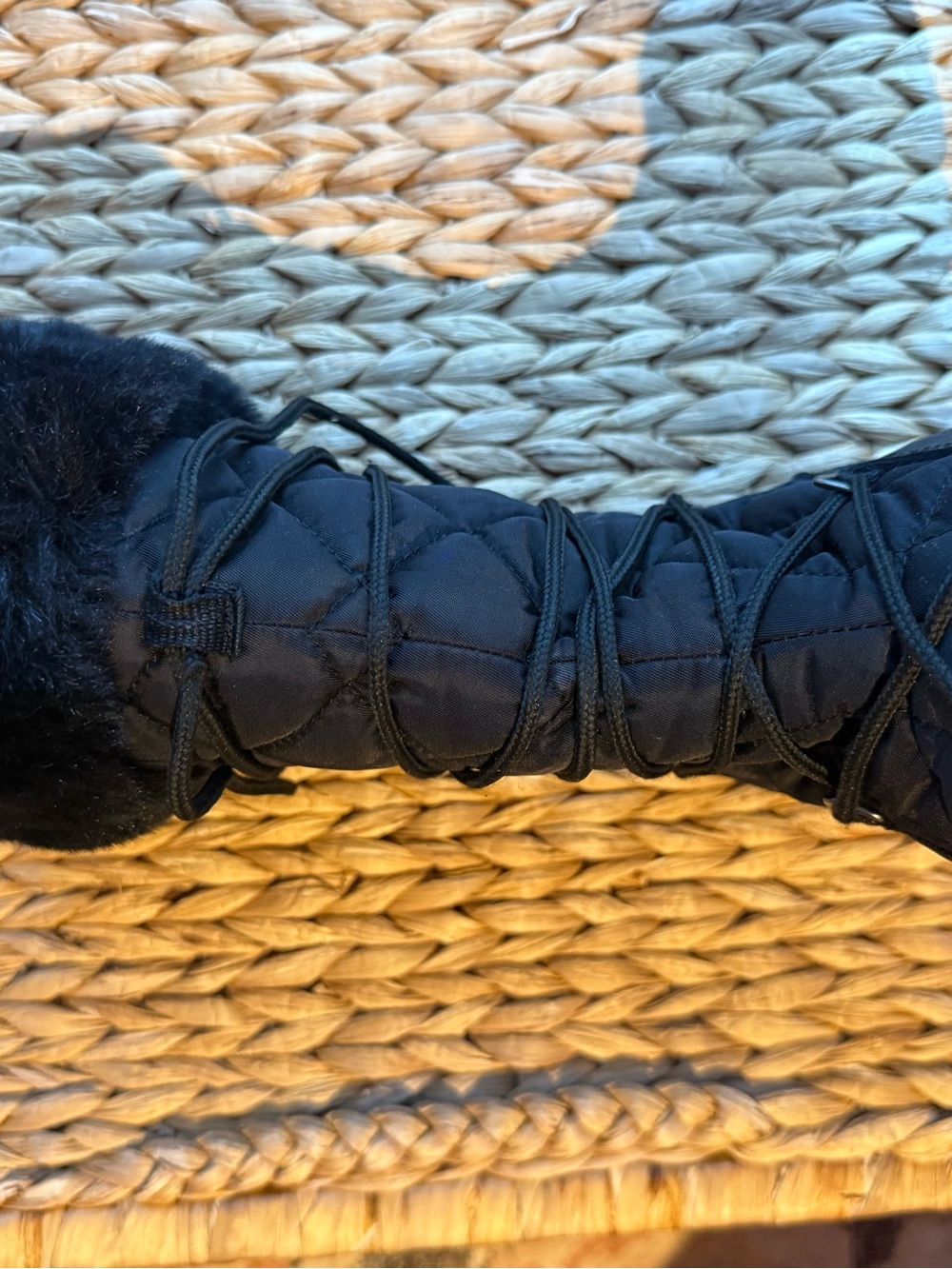 Cougar | Black Quilted Lace Up Winter Boots with Faux Fur Trim Style : Astral - Picture 10 of 15